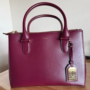 Lauren Ralph Lauren Burgundy Leather Satchel